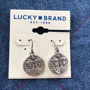 Lucky Brand silver coin earrings NWT